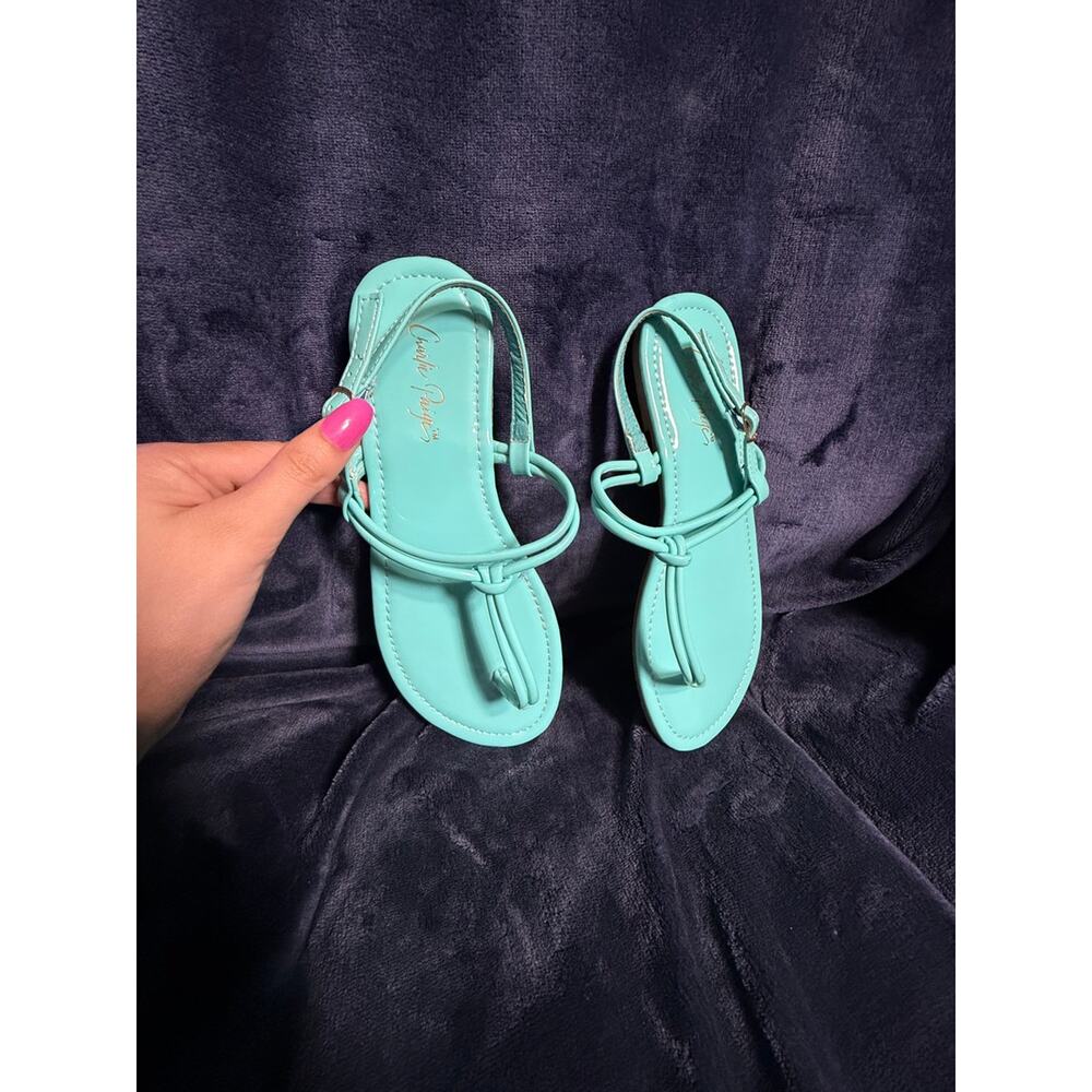 Charlie Paige Teal/Green Strappy Thong Sandals